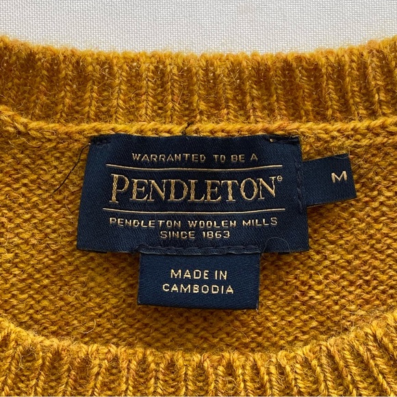 Pendleton Golden Copper Washable Shetland Wool Crewneck Sweater Size Medium - Picture 10 of 14